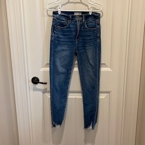 Loft Chewed Hem High Rise Skinny Jeans
